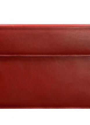 Кожаный чехол-конверт на магнитах для macbook 15 дюйм красный5 фото