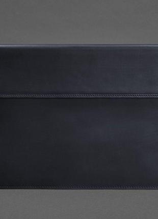 Шкіряний чохол-конверт на магнітах для macbook 15 дюйм синій crazy horse3 фото