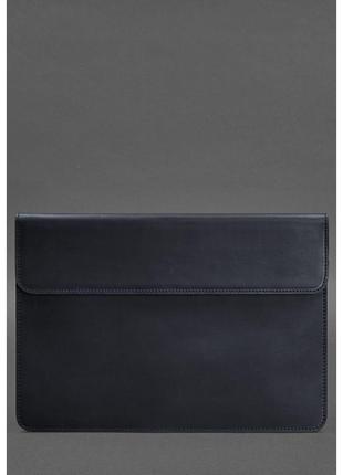 Шкіряний чохол-конверт на магнітах для macbook 15 дюйм синій crazy horse1 фото