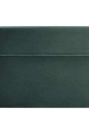 Шкіряний чохол-конверт на магнітах для macbook 15 дюйм зелений crazy horse5 фото