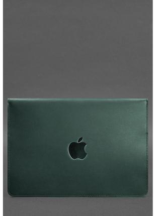 Шкіряний чохол-конверт на магнітах для macbook 15 дюйм зелений crazy horse2 фото