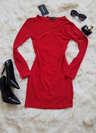 Плаття міні червоне довгий рукав6 фото
