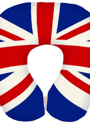 Бархатная дорожная подушка, подголовник с принтом «британия» 32х30 см(dop_16j091)