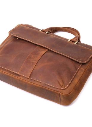 Стильний портфель у вінтажному стилі з натуральної шкіри vintage 22673 коричневий3 фото