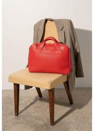 Шкіряна ділова сумка attache briefcase червоний флотар1 фото