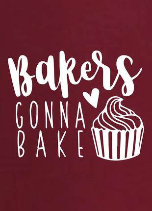 Фартух "bakers gonna bake", burgundy, burgundy, англійська3 фото