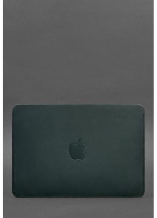 Чехол из натуральной кожи для macbook 13 дюйм зеленый краст1 фото