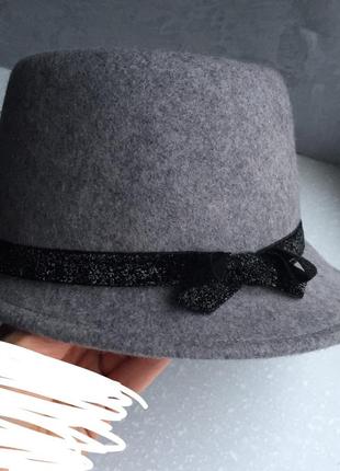 Шляпа шерсть серая h&m федора fedora