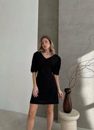 Жіночі лляна сукня з відкритою спиною: s/m, m/l чорний білий8 фото