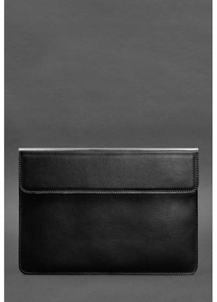 Шкіряний чохол-конверт на магнітах для macbook 13 чорний