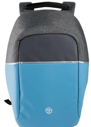 Рюкзак антивор з rfid topmove ian352250 сірий із блакитним3 фото