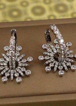 Сережки xuping jewelry зі зйомними сніжинками 2,3 см сріблясті