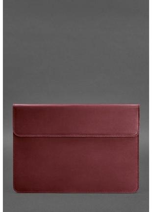 Шкіряний чохол-конверт на магнітах для macbook 13 бордовий crazy horse