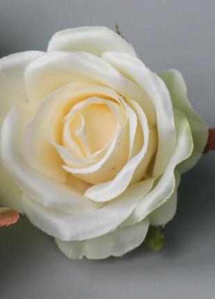 Штучна квітка міні троянда, колір айворі, 6 см. квіти преміум-класу для інтер'єру, декору1 фото