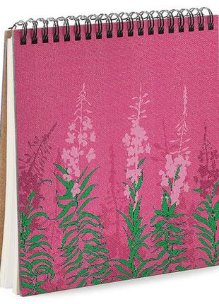 Блокнот для записей и эскизов sketchbook (квадрат) квіти на рожевому фоні