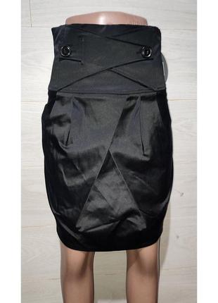 Италия фирменная черная союзница юбка с высокой посадкой классическая стильная офисная деловая повседневная