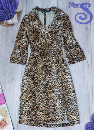 Женское платье club donna рукав три четверти коричневое принт леопардовый размер s (44)