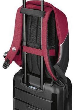Рюкзак антивор с rfid topmove ian352250 бордовый с черным3 фото