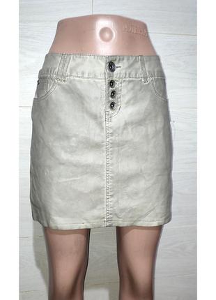 Фирменная кожаная юбка мини юбка