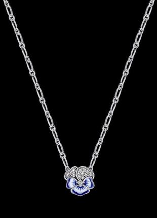 Серебряное ожерелье  голубая фиалка 390770c01