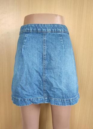 Синяя юбка трапеция джинсовая юбка на пуговицах спереди h&m3 фото