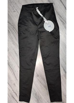 Итальянские фирменные с высокой посадкой крутые брюки брюки узкие скинны черные4 фото