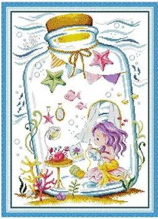 Набор для вышивания по нанесённой на канву схеме "mermaid's boudoir 2". aida 14ct printed 40*54 см