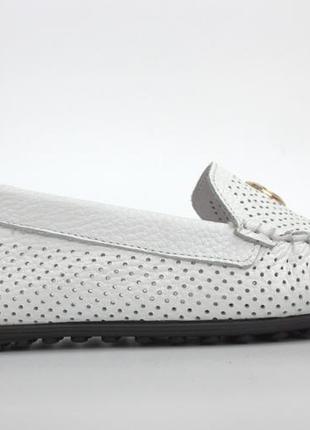 Білі мокасини шкіряні з перфорацією жіноче взуття літнє ornella white floto perf by rosso avangard2 фото
