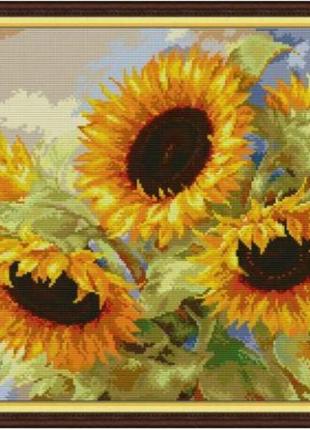 Набір для вишивання за нанесеною на канву схемою "sunflower 10". aida 14ct printed 48*38 см