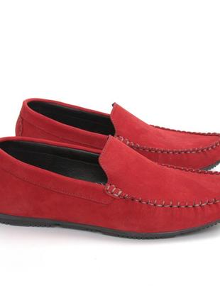 Мокасини червоні замшеві літні стильне чоловіче взуття великих розмірів rosso avangard bs alberto red