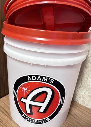 Ведро для мойки авто с сеткой и крышкой adam's polishes detailing bucket (19л)8 фото