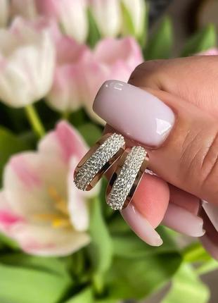 Серебряные серьги с золотом и фианитами