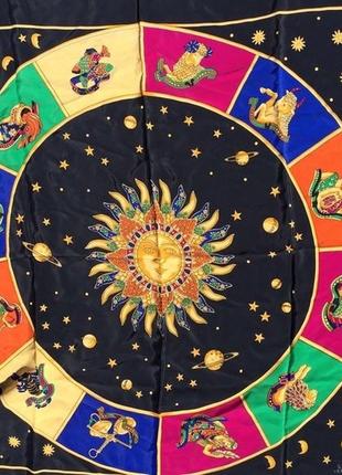 Шелковый винтажный платок шарф gianni versace 100% silk zodiac wheel1 фото