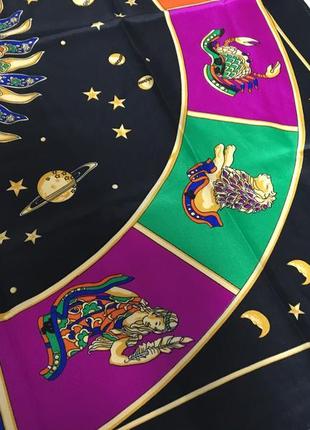Шелковый винтажный платок шарф gianni versace 100% silk zodiac wheel5 фото