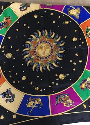 Шелковый винтажный платок шарф gianni versace 100% silk zodiac wheel3 фото