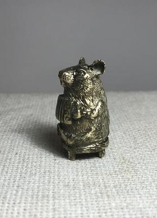 Наперсток бронза "миша з баяном"6 фото