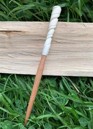 Шпилька деревянная, аксессуар, заколка деревянная для волос "спираль", шпилька из кости4 фото