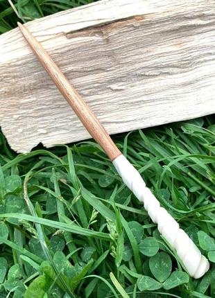 Шпилька деревянная, аксессуар, заколка деревянная для волос "спираль", шпилька из кости5 фото