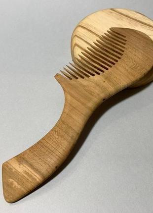 Гребень деревянный для волос с ручкой абрикос2 фото