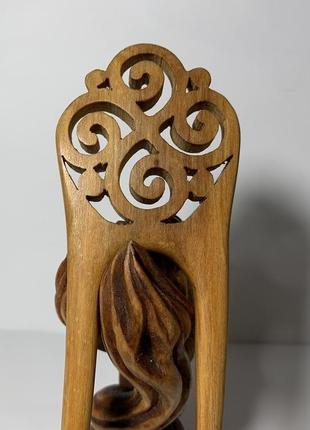 Шпилька дерев'яна для волосся "візерунок"2 фото