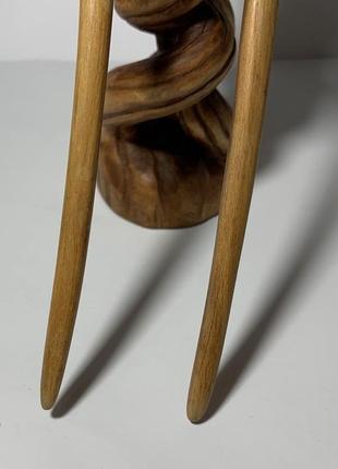 Шпилька дерев'яна для волосся "візерунок"3 фото