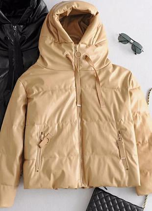 Парку куртка pu шкіра 20212 фото