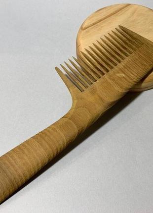 Гребінь дерев'яний для волосся з ручкою акація2 фото