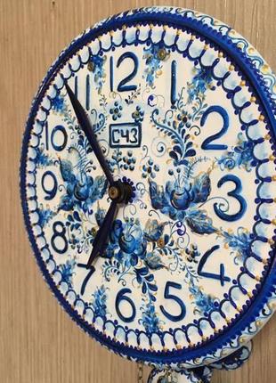 Расписные часы. часы с росписью ′цветы′ ходики настенные механические8 фото