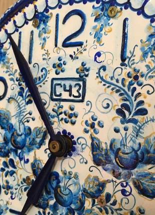 Розписні годинник. годинник з розписом 'квіти' ходики настінні механічні6 фото
