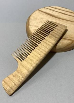 Гребень деревянный для волос, для бороды и усов дуб2 фото