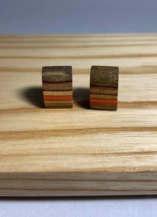 Сережки гвоздики дерев'яні2 фото