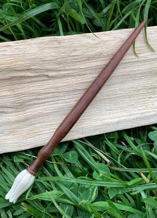 Шпилька деревянная, аксессуар, заколка деревянная для волос "бутон", шпилька из кости4 фото