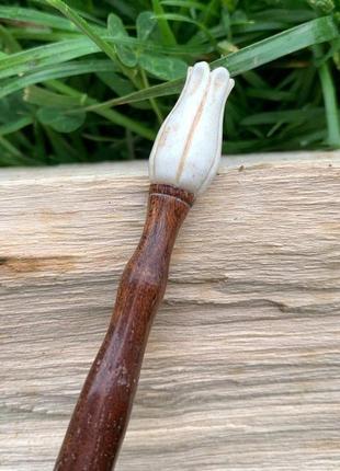 Шпилька дерев'яна, аксесуар, шпилька дерев'яна для волосся "бутон", шпилька з кістки