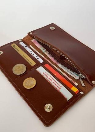 Кошелек slim wallet (коричневая гладкая кожа)2 фото